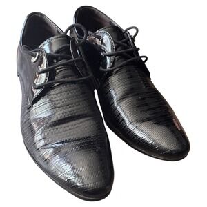 Mens Jingpin Black Shiny Patent Leather Dress Shoes Formal 255 (US 7)